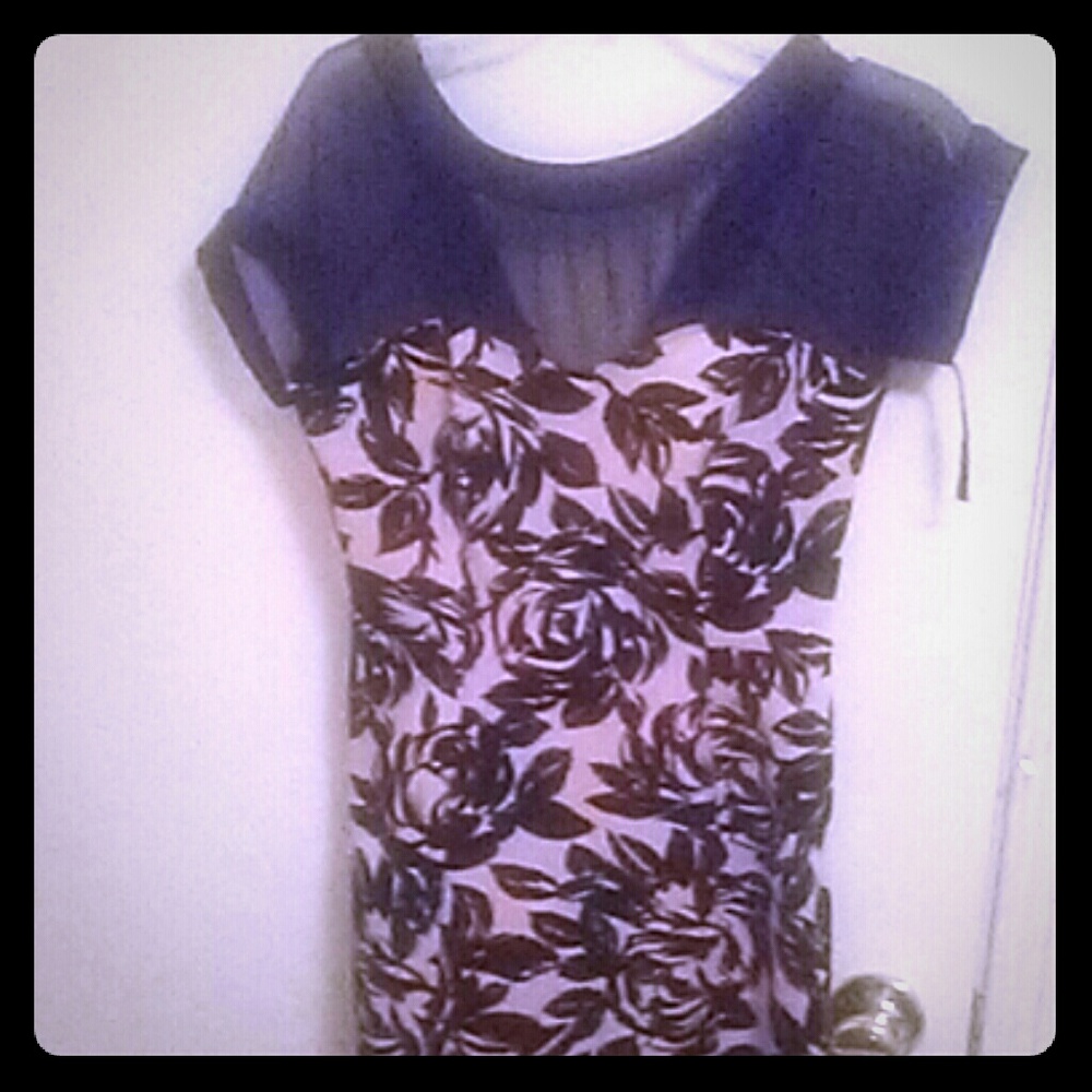 Black and peach cocktail dress